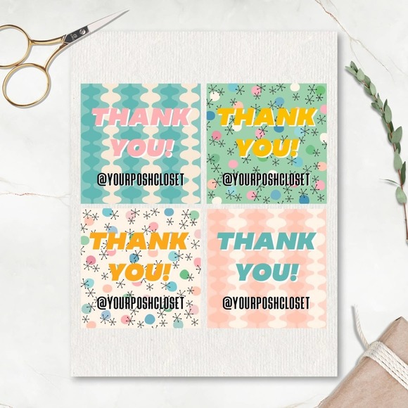 Society Stitch Other - 1.75” Personalized Retro Thank You Stickers 120 Ct